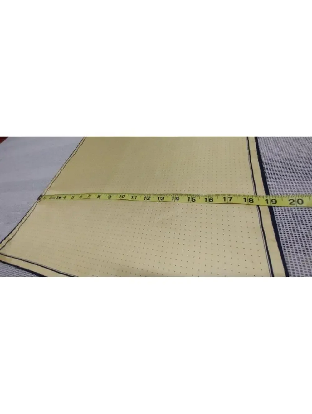 Vintage Yellow Silk Handkerchief Dark Navy Blue Dotted dots dot 19 inch Scarf